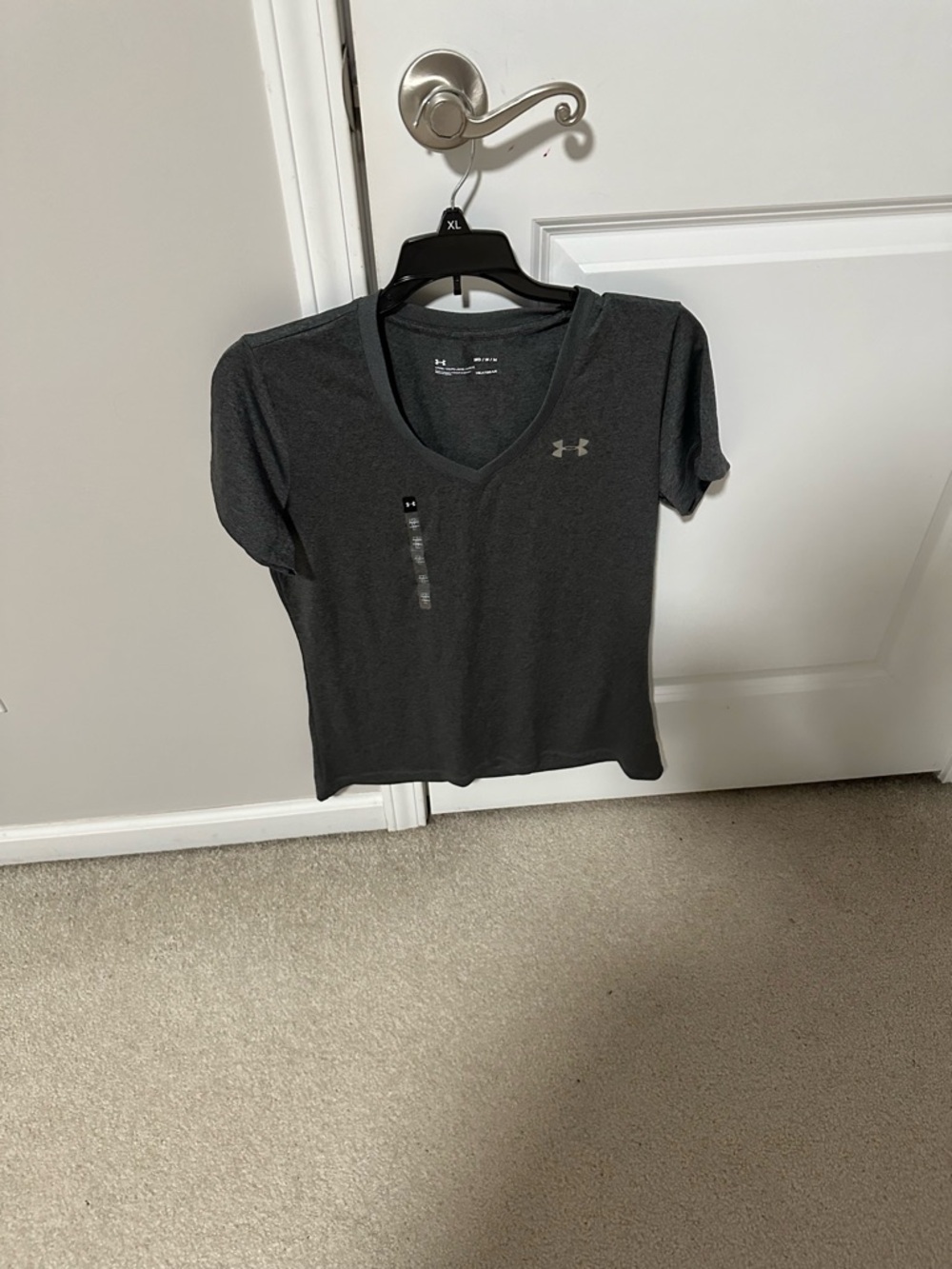 Under Armour Women's Dark Gray V-Neck Short Sleeve Tee